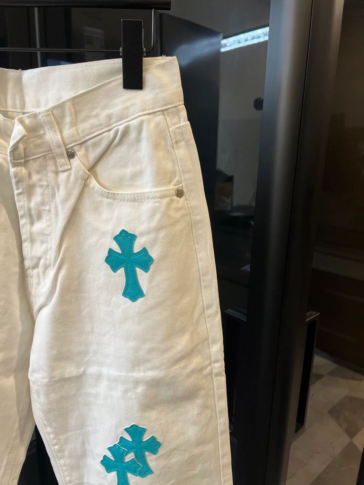 P250 [next day] Chrome hearts/Chrome Hearts 25FW CH Marine Limited Green Leather Jeans (White) Size: 28 30 32 34 (corresponds to s-xl) Detailed sizes can be found in Figure 9